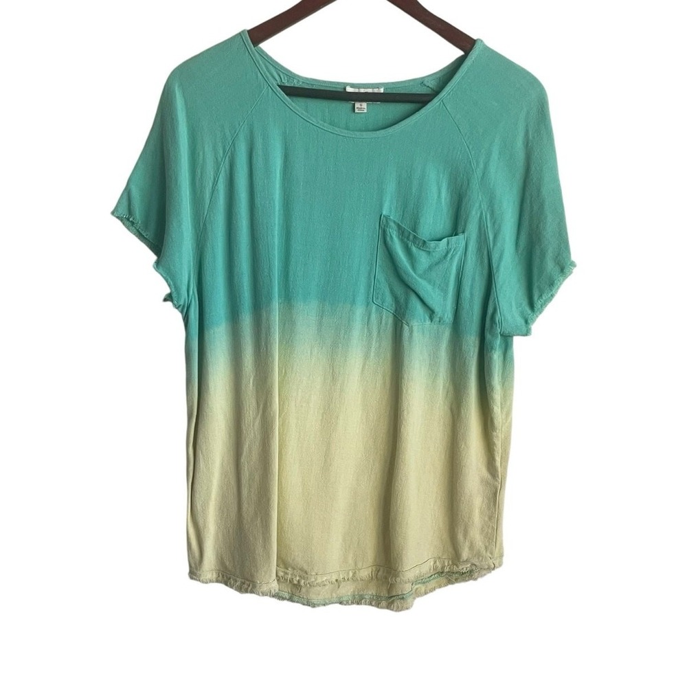 Umgee Women Top S Rainbow Ombre Dip Dye Linen Cotton Fairy Grunge Festival